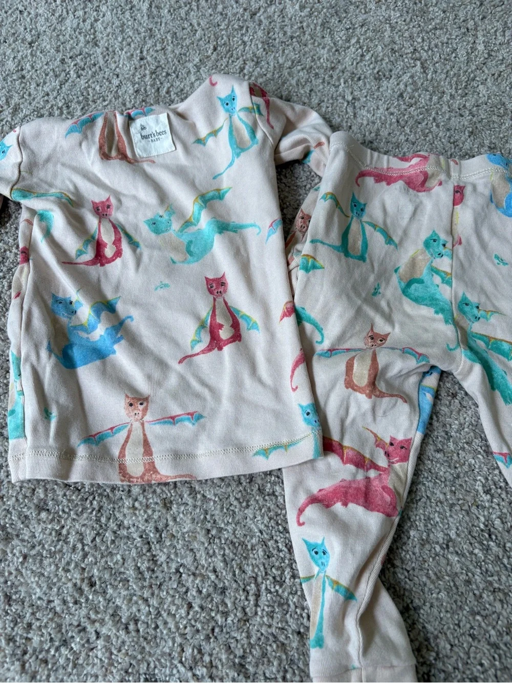 Burt’s Bees Baby 18M Pajamas Long Sleeve Top And Bottoms Dragons